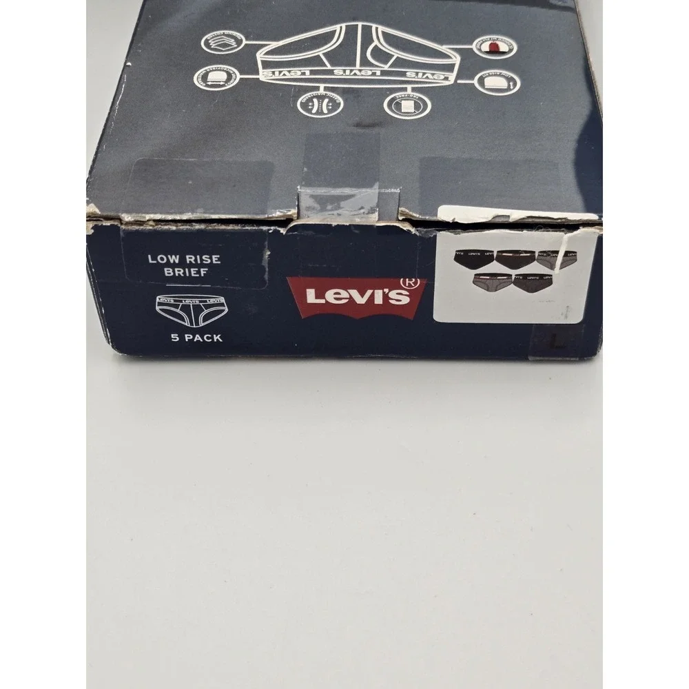 Levi's Low Rise Brief 5 Pack Mens Underwear Size L Black Gray Premium Cotton